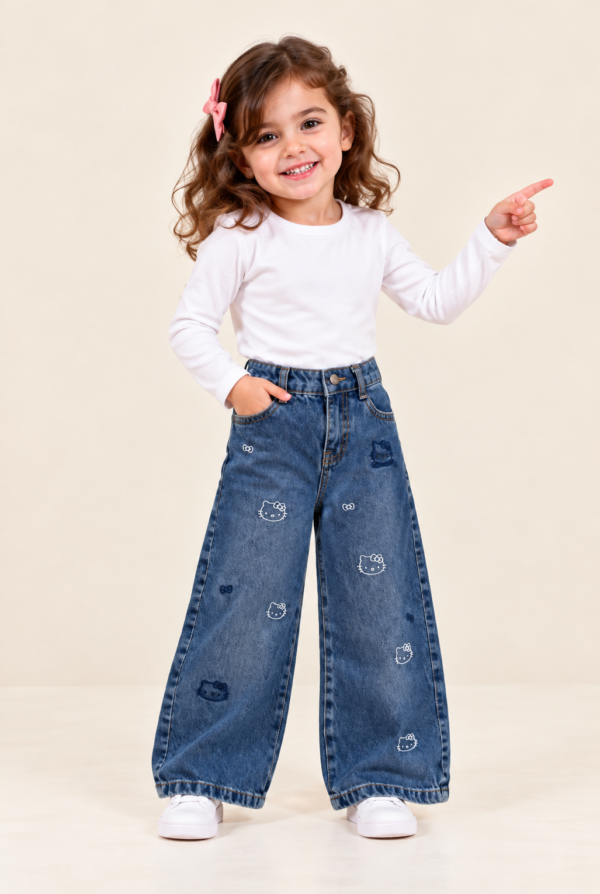 ازرق جينز 2643 وايد ليج بنطلون Denim Kitty